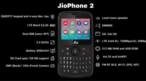 Jio Phone 2 phone specifications pics