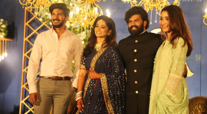 dulquer salmaan and wife at sunny wayne wedding reception photos 302