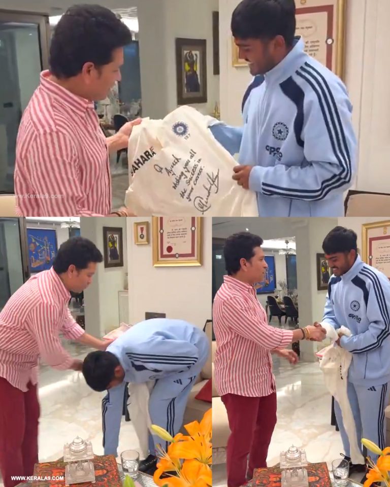 ആയുഷ് മ്ഹാത്രേയ്ക്ക് സച്ചിന്റെ വക ‘മാസ്റ്റർ’ സർപ്രൈസ്; കൈമാറിയത് വിടവാങ്ങൽ ടെസ്റ്റിലെ സ്പെഷ്യൽ ജേഴ്സി!