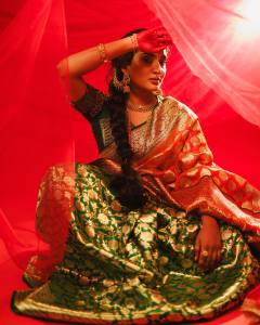 aditi-ravi-in-pattu-saree-with-heavy-work-blouse-and-makeup-look-photos