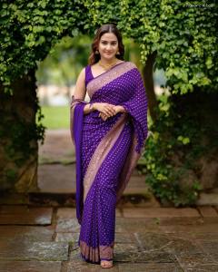 aditi-ravi-in-violet-pattu-saree-photos