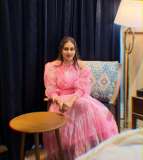 aditi-ravi-in-rose-colour-long-frock-design-from-western-lady-outfit-photos-002