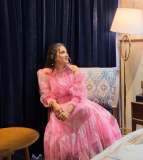 aditi-ravi-in-rose-colour-long-frock-design-from-western-lady-outfit-photos-004