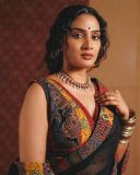 actress-aditi-ravi-latest-photos-in-black-saree-style-with-blouse-design