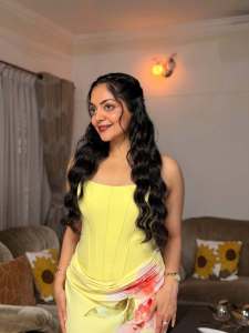 ahana-krishna-in-yellow-body-fit-gown-dress-photo