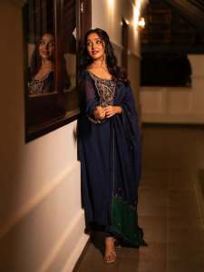 anikha-surendran-in-dark-blue-party-wear-churidar-ideas-photos