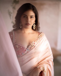 anjali-in-pink-blouse-with-peach-saree-combination-outfit-photos-004