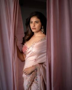 anjali-wearing-thread-work-peach-saree-with-combo-blouse-ideas-photos