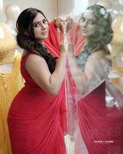 anna-rajan-in-pink-saree-photos-002