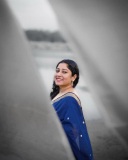 actress-anumol-in-blue-cotton-saree-photos