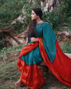 anu-sithara-in-red-and-blue-saree-latest-images-003