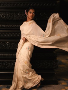 anupama-parameswaran-in-beige-colour-organza-saree-photos-011