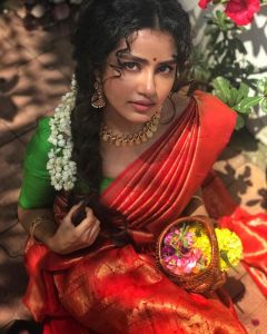 anupama parameswaran new onam saree photos