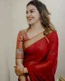 anusree-in-red-chiffon-saree-001