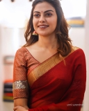 anusree-in-red-chiffon-saree-002