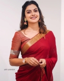 anusree-in-red-chiffon-saree-003