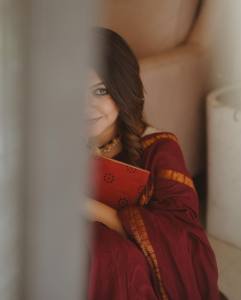 aparna-balamurali-in-coffee-brown-pattu-saree-with-chiku-colour-blouse-photos-003