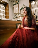 Actress-bhama-in-red-long-dress