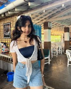 devika-sanjay-in-Women-Blue-Regular-Shorts-and-top-photos-002