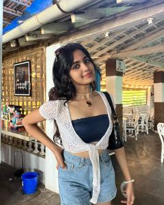 devika-sanjay-in-Women-Blue-Regular-Shorts-and-top-photos