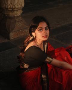 devika-sanjay-red-saree-photos-002