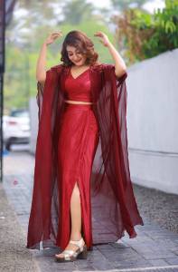 durga-krishna-in-wine-red-dress