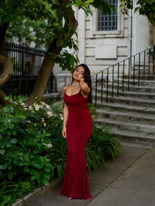 esther-anil-in-maroon-skin-fit-sleeveless-gown-photos-003