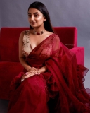 esther-anil-new-photos-in-red-saree-style