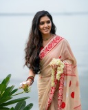 gayathri-suresh-in-beige-cotton-saree-with-red-floral-embroidery-along-the-border-photos-