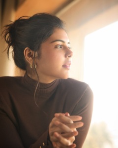 kalyani-priyadarshan-in-coffee-colour-dress-outfit-photos-002