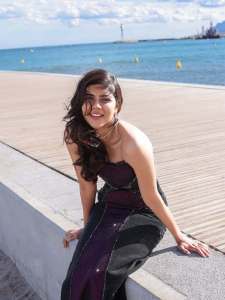 kalyani-priyadarshan-in-fish-cut-bodycon-gown-in-double-colour-shade-photos-003