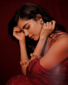 kalyani-priyadarshan-in-wine-red-lehenga-dress-photos-002