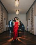 actress-kalyani-priyadarshan-in-red-strapless-bodycon-maxi-dress