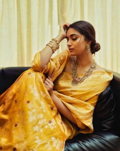 keerthy-suresh-latest-photoshoot-in-golden-yellow-saree