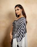 keerthi-suresh-in-black-and-white-line-saree-images