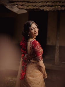 madonna-sebastian-in-maroon-blouse-with-saree-look-photos