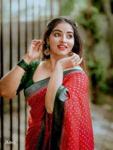 malavika-menon-in-red-and-green-saree-combo-with-green-blouse-style-ideas-photos-003
