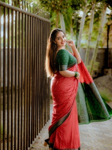 malavika-menon-in-red-and-green-saree-combo-with-green-blouse-style-ideas-photos-004