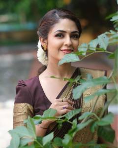 malavika-wales-in-coffee-brown-pattu-saree-photos