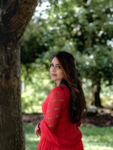 malavika-wales-in-red-anarkali-churidar-photos