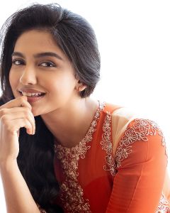 mamitha-baiju-in-orange-colour-full-length-party-wear-dress-photos-003