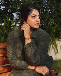 manjima-mohan-in-beans-green-colour-full-length-frock-design-photos-002