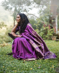 mareena-michael-kurisingal-in-violet-pattu-saree-photos-004