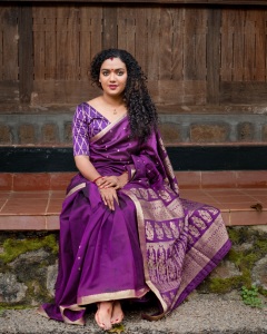 mareena-michael-kurisingal-in-violet-pattu-saree-photos-008