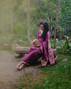 mareena-michael-kurisingal-in-violet-pattu-saree-photos