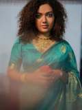 mareena-michael-kurisingal-in-Blue-Silk-Mix-Saree-with-blouse-design-photo-005