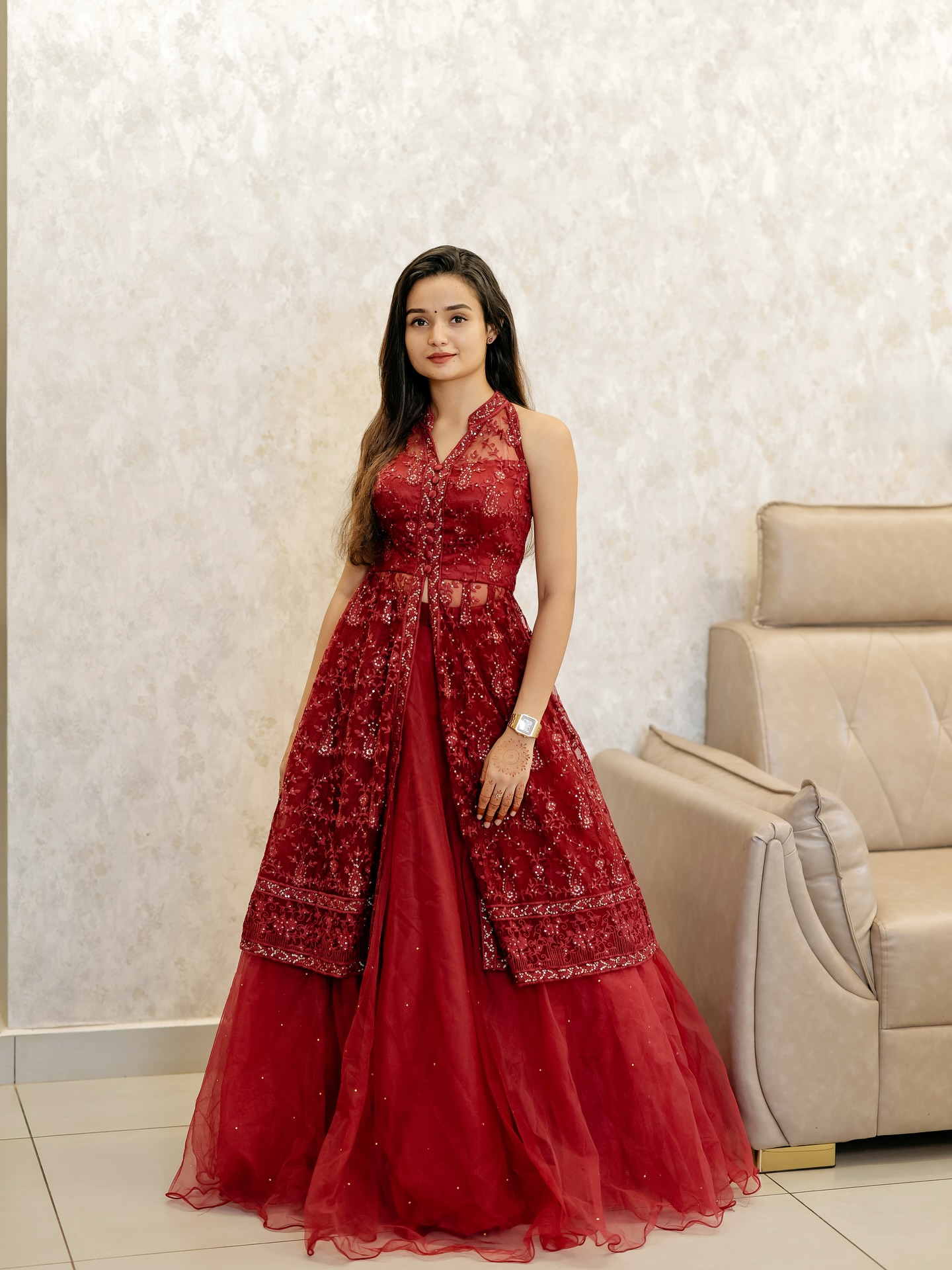 meenakshi-anoop-in-maroon-lehenga-photos-002