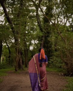 meera-jasmin-in-Handloom-Cotton-Saree-with-a-small-red-and-blue-check-creating-a-dual-toned-with-solid-royal-blue-short-sleeved-cotton-blouse-classic-neckline-photos-019