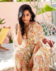 meera-jasmine-in-flower-print-v-neck-gown-photos