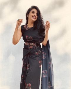 namitha pramod in black saree photos 032-001